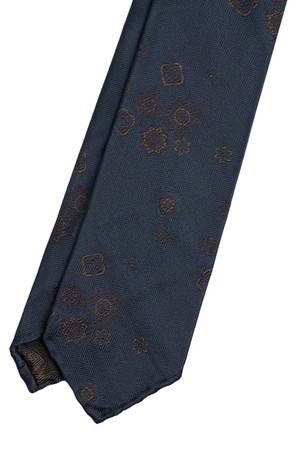 [MADE IN ITALY] 헤링본 메달리온 실크타이 스포데라토 네이비