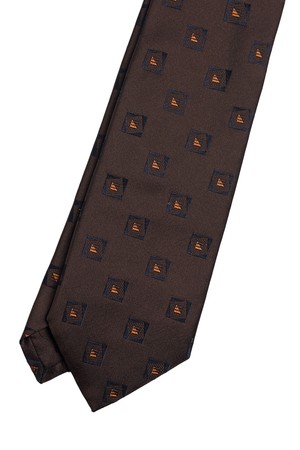 [MADE IN ITALY] 스퀘어 닷 실크타이 브라운