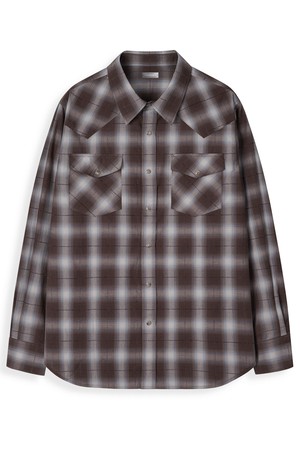 [3월 20일 예약배송] [GAGEYAMA 일본 수입원단] 윈도우페인 옴브레 릴렉스드 셔츠