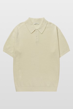 텍스쳐드 코튼100 폴로 반팔니트 크림