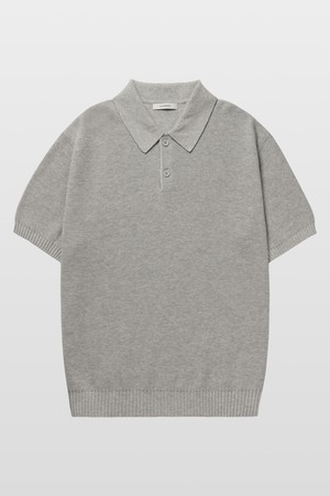 텍스쳐드 코튼100 폴로 반팔니트 라이트 그레이