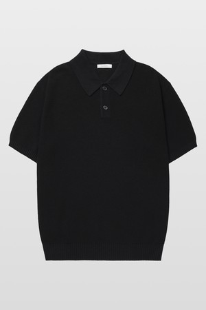 텍스쳐드 코튼100 폴로 반팔니트 블랙