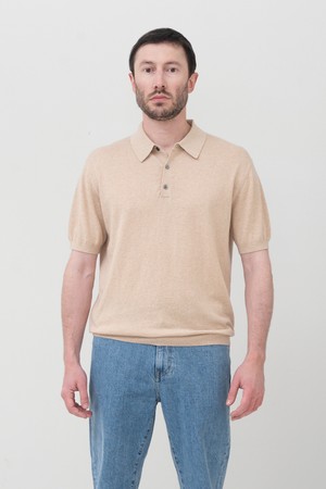 [4월 20일 예약배송] Nouvelle Fine 캐시미어 코튼 폴로 반팔니트 베이지