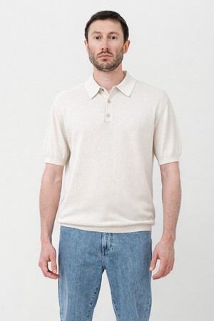 [4월 20일 예약배송] Nouvelle Fine 캐시미어 코튼 폴로 반팔니트 아이보리