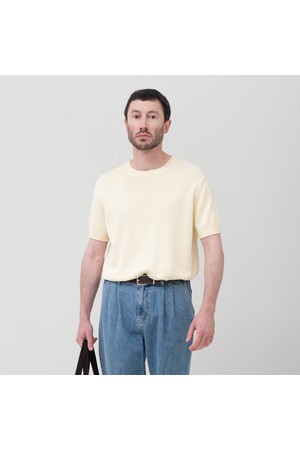 소프트코튼100 3PLY 라운드 반팔니트 아이보리