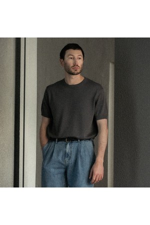 소프트코튼100 3PLY 라운드 반팔니트 그레이