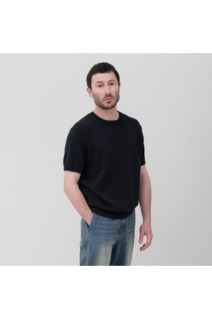 소프트코튼100 3PLY 라운드 반팔니트 블랙