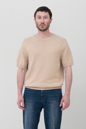 UPW 워셔블코튼 라운드 반팔니트 라이트 베이지