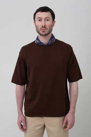 소프트코튼100 롤링엣지 라운드 반팔니트 브라운