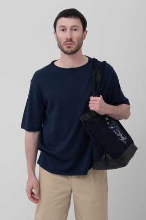 소프트코튼100 롤링엣지 라운드 반팔니트 다크 네이비