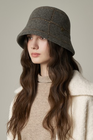 울 체크 버킷햇 살루잇 (3 colors)