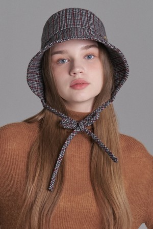 체크 모직 변형 보닛햇 헤로나 (4 colors)