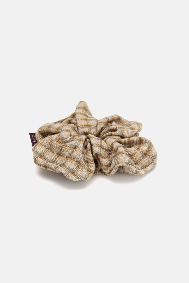 WHITE SANDS - 기타소품 - 퍼플라벨 모던 레트로 체크 스크런치 코자니 (3 colors)