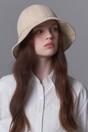 플로랄 코튼 스트링 리본 라운드 버킷햇 하니아 (3 colors)