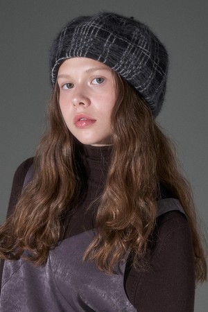 변형 체크 앙고라 베레모 코모네 (4 colors)