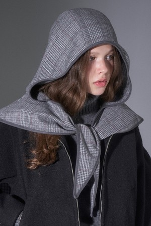 울 글렌체크 후드 숄 브레다 (3 colors)