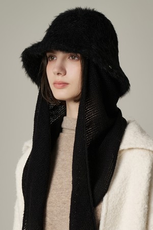 탈착 머플러 헤어리 둥근 햇 리온나 (4 colors)