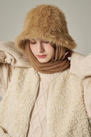 탈착 머플러 헤어리 둥근 햇 리온나 (4 colors)