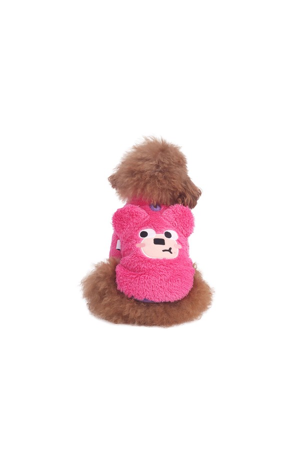 MONCHOUCHOU - 펫패션 - Pink Bear Fleece Zip-up