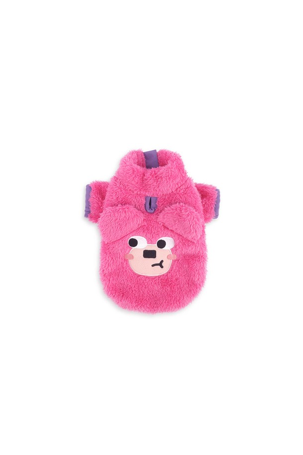 MONCHOUCHOU - 펫패션 - Pink Bear Fleece Zip-up