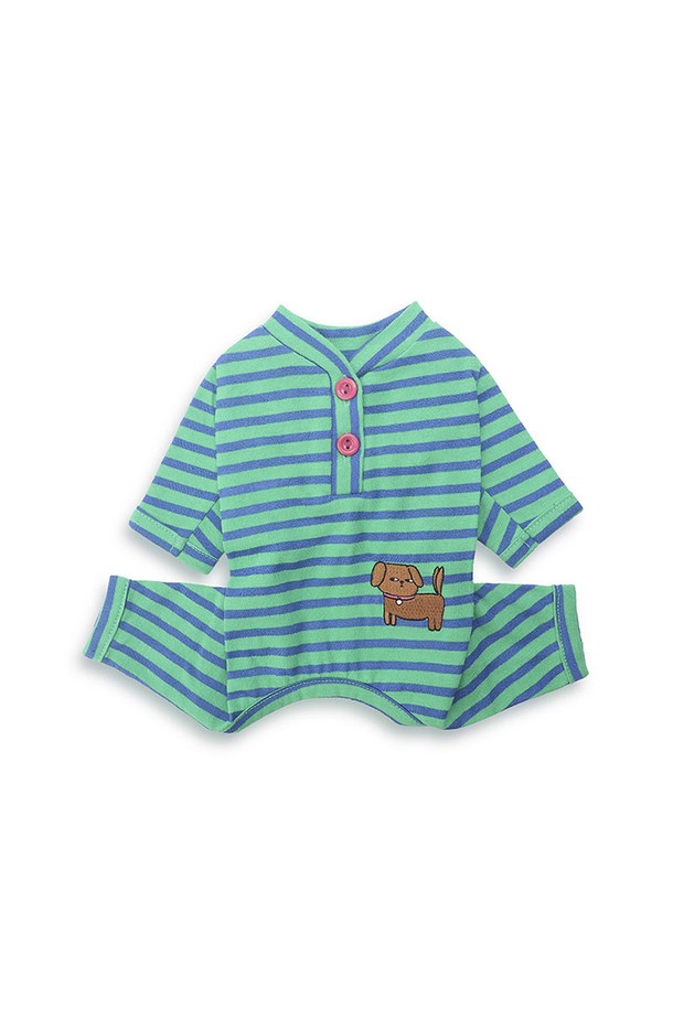 Hekhek Babysuit는 캐주얼 스타일의 애견 의류로, 블루와 민트 컬러의 스트라이프 패턴이 돋보입니다. 사계절 내내 착용 가능하며, 긴 소매와 레귤러핏으로 편안한 착용감을 선사합니다. 엉덩이 부분의 귀여운 자수 디테일이 돋보이는 라운드넥 상의입니다.
