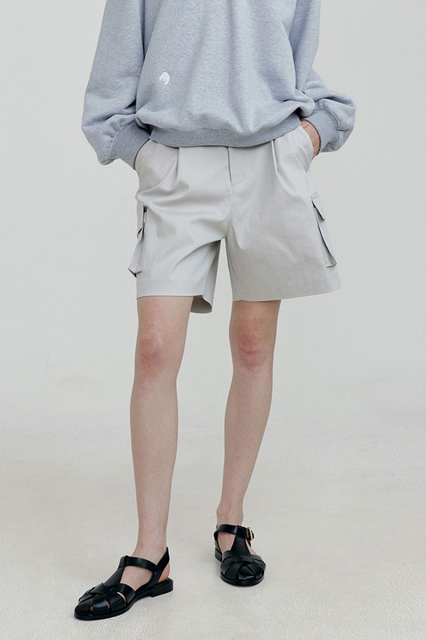 molliolli - 쇼트팬츠 - COMO pocket detail shorts [grey]