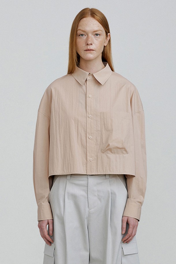 molliolli - 셔츠 - CRO overfit crop shirts [beige]