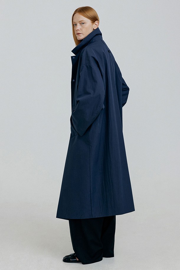 molliolli - 트렌치코트 - SLEEK single trench coat [dk.navy]