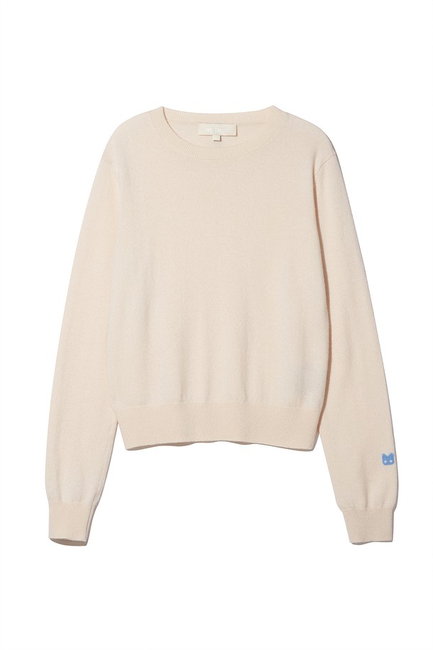 molliolli - 스웨터 - MONY round neck cashmere knit [vanilla]