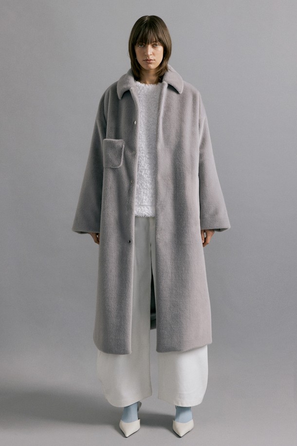 molliolli - 코트 - ABBY overfit long coat [grey]