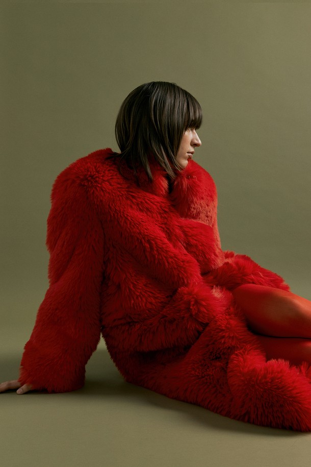 molliolli - 코트 - CERA 2way fur coat [red]