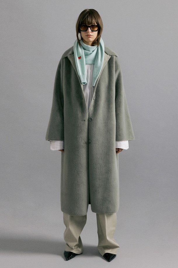 molliolli - 코트 - LUNGO single long coat [khaki]