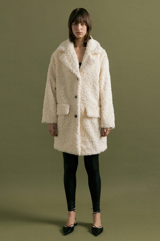 molliolli - 코트 - MANI double collar fur coat [vanilla]