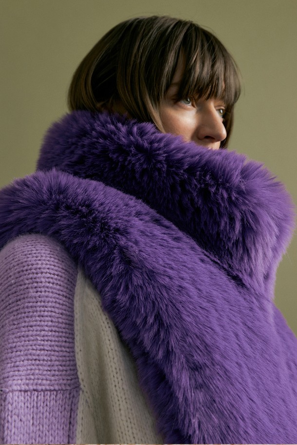 molliolli - 스카프/머플러 - FLO fur dicky muffler [purple]