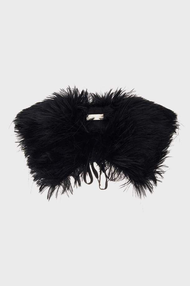 molliolli - 스카프/머플러 - MU fur collar muffler [black]