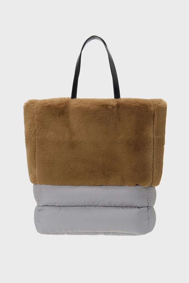 molliolli - 토트백 - TOTI fur & padding tote bag [brown]