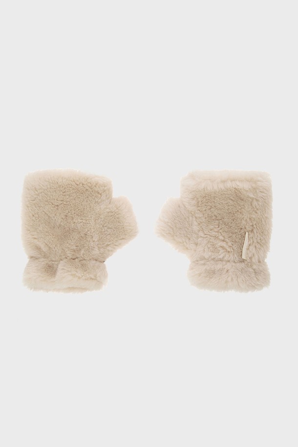 molliolli - 장갑 - TEDDY fingerless gloves [beige]