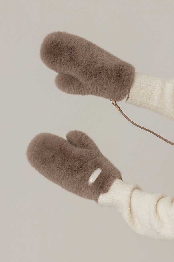 molliolli - 장갑 - BEAR BEAR reversible mittens [taupe]