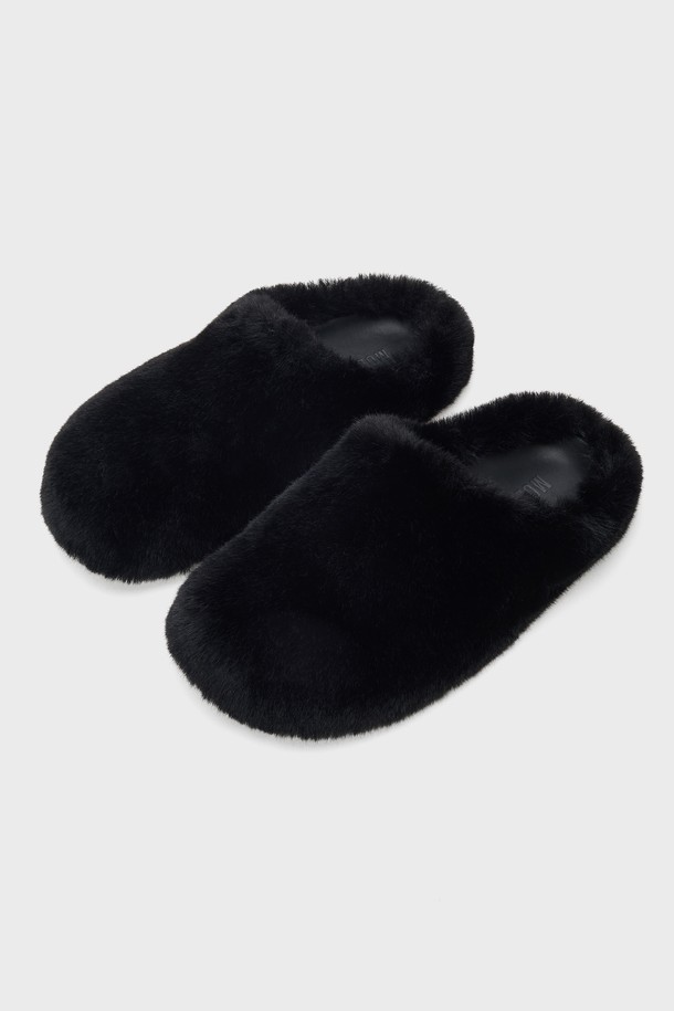 molliolli - 슬리퍼/뮬 - FUZZYSTEPS Round-toe shoes [black]