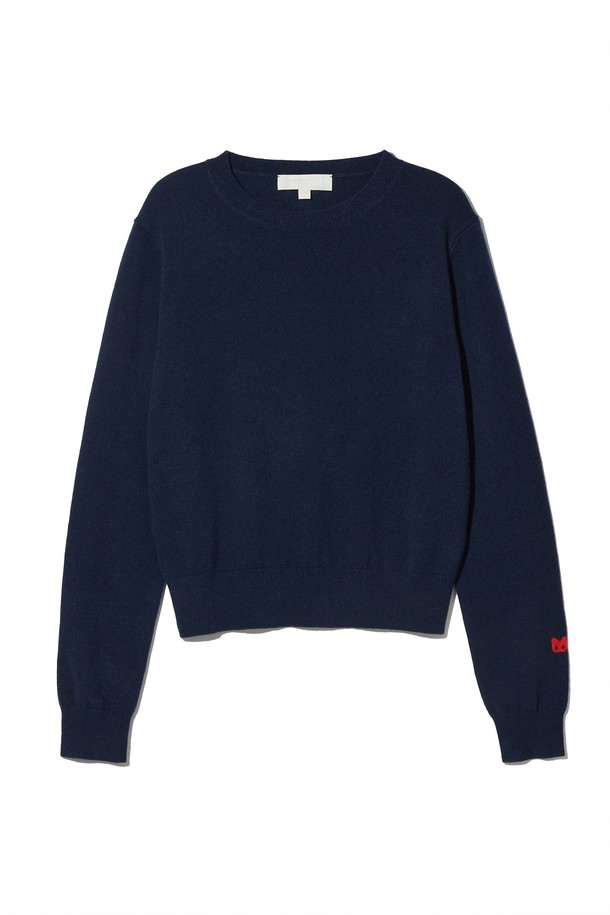 molliolli - 스웨터 - MONY round neck cashmere knit [navy]