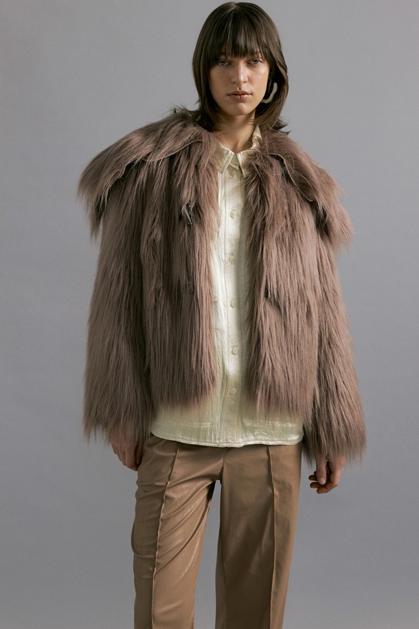 molliolli - 코트 - AHER fur duffle jacket [lt.brown]