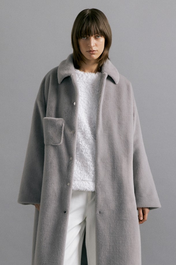 molliolli - 코트 - ABBY overfit long coat [grey]