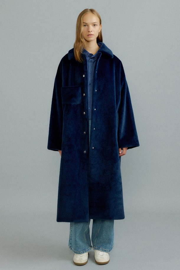 molliolli - 코트 - ABBY overfit long coat [navy]