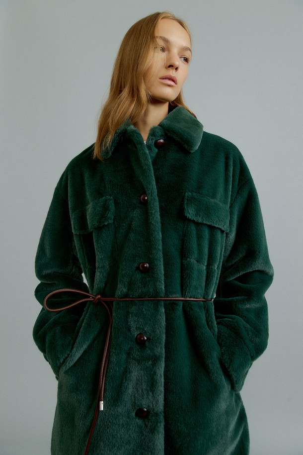 molliolli - 코트 - ASHLEY half shirt jacket [dk.forest green]