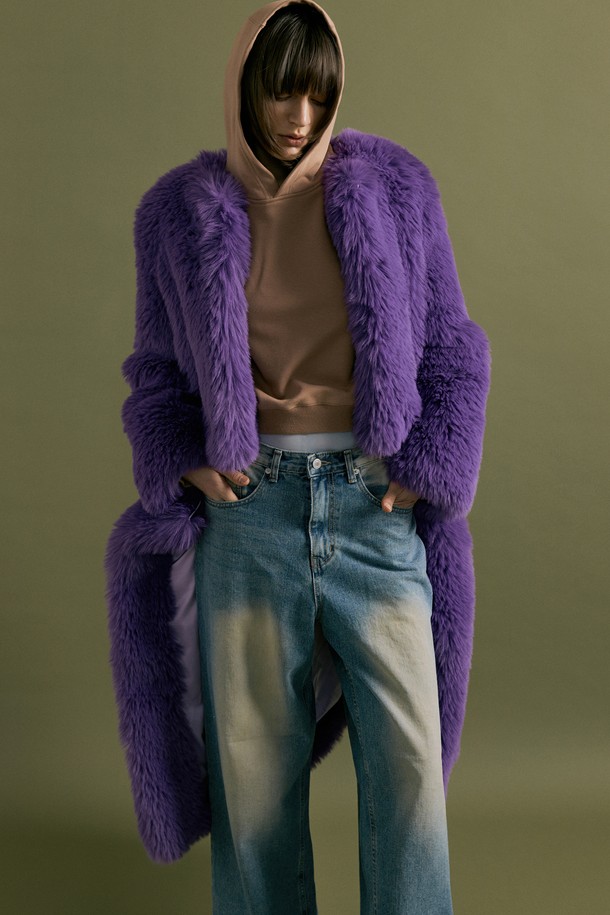 molliolli - 코트 - CERA 2way fur coat [purple]