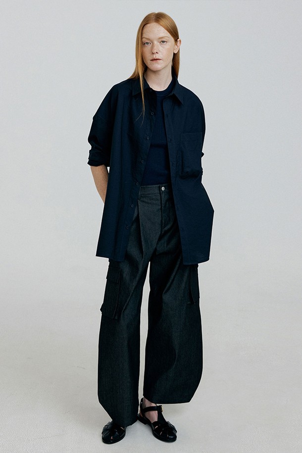 molliolli - 롱/미디팬츠 - LUCAS pocket detail round pants [black]