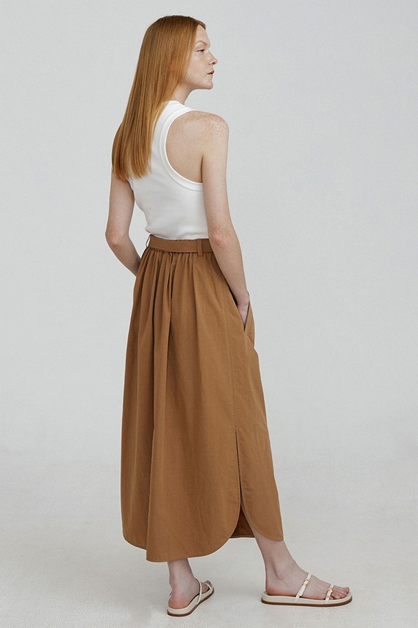 molliolli - 롱스커트 - SWIFT shirring long skirts [brown]