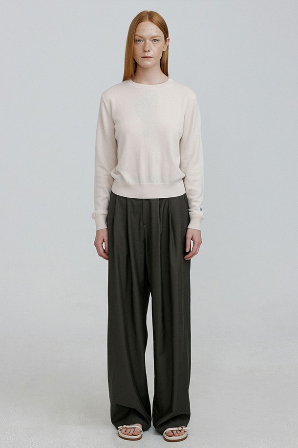 molliolli - 롱/미디팬츠 - SOFT loose fit long pants [khaki grey]