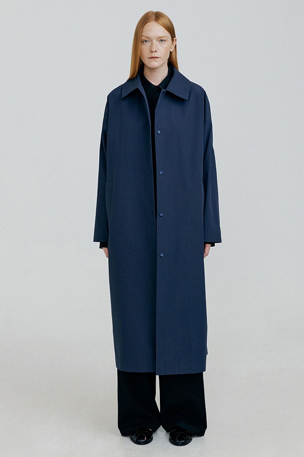 molliolli - 트렌치코트 - SLEEK single trench coat [dk.navy]