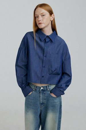 CRO overfit crop denim shirts [blue]